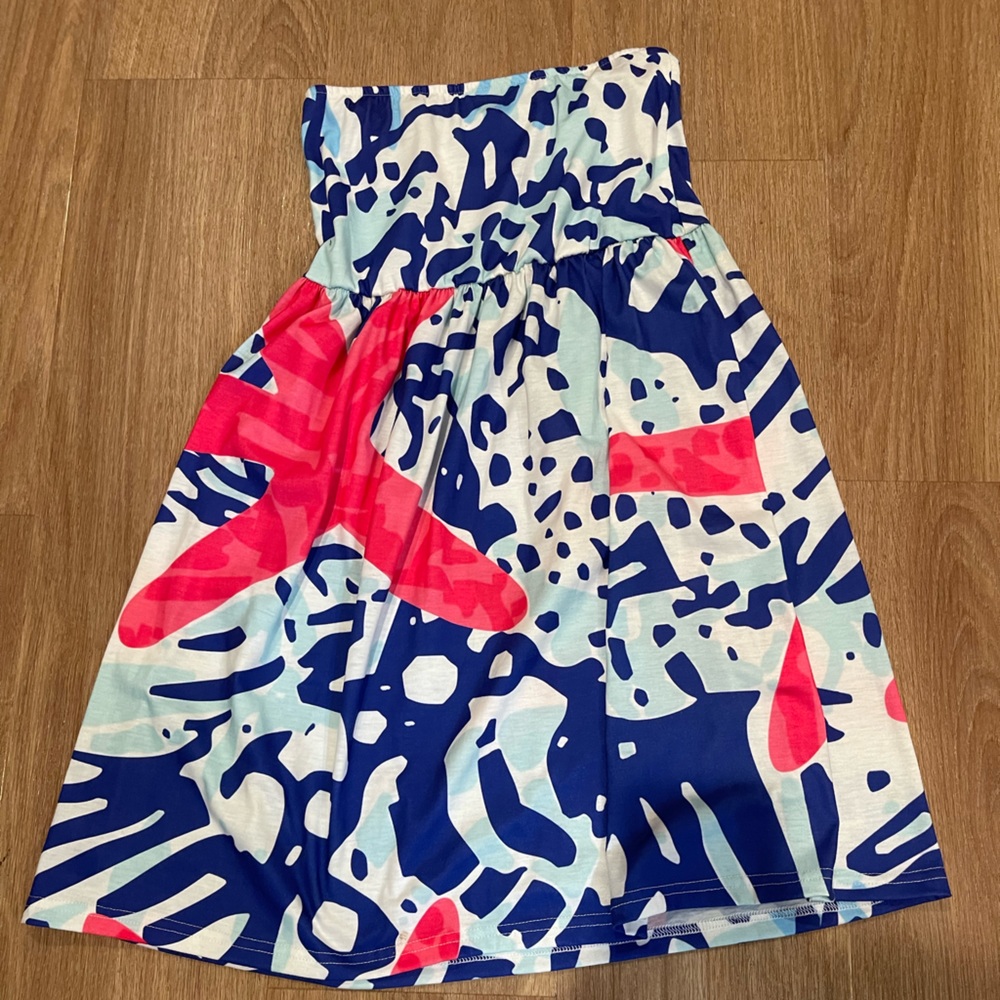 Red dress tube top swim cover up